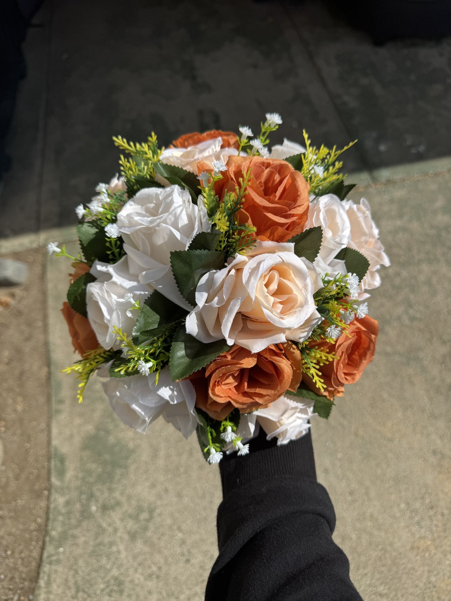 12 Faux Floral Flower Terracotta Burnt Orange Balls