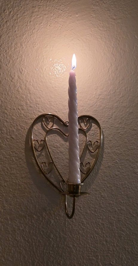 Vtg Golden Heart Shaped Decorative Hanging Candle