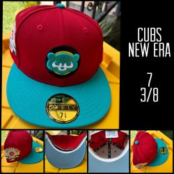 NEW ERA 59 FIFTY MLB CHICAGO CUBS Teal Red FITTED HAT SZ 7 3/8