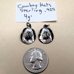 Vintage Sterling Silver Cowboy Hat Wild West Charms – Lot of 2
