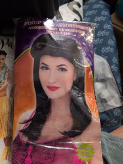 Pinup Black Wig with Bangs Adult Size