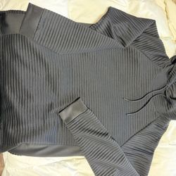 Mens Hoodie Black Ribbed Work Out