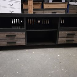 Modern Black / Rustic Style TV Stand with Drawers