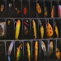 Tackle Box With Lures and Fishing Gear 