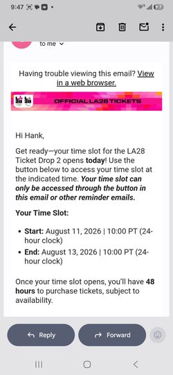2028 olympic tickets purchasing time slot