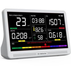 YNAK 16 in 1 Air Quality Monitor Indoor 7" Display 9 Alerts Air Quality Meter