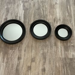 Black Three Piece Decorative Mirrors
