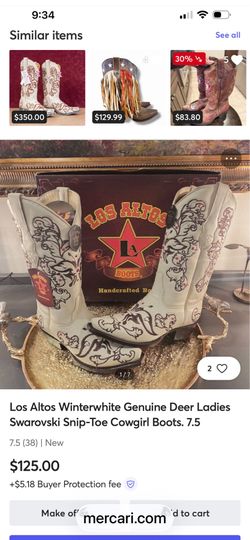 Women’s Cowboy Cowgirl Boots 7 1/2 Los Altos