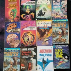 (Lot Of 12) Assorted ANDRE NORTON Sci-fi Collection Vintage Paperback Books 50s -70s Era. Books show aging wear & tear. Acceptable condition. This ima