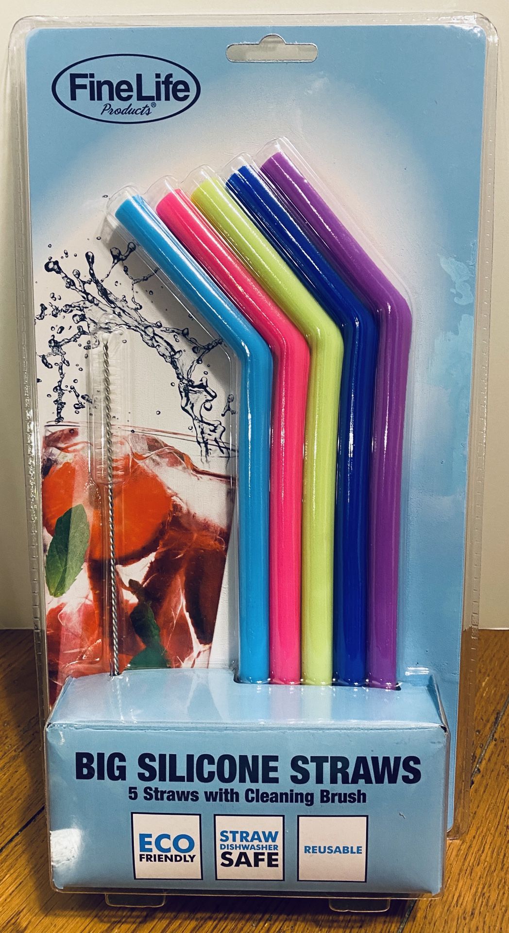 Big Silicone Reusable Straw Set with Cleaning Brush