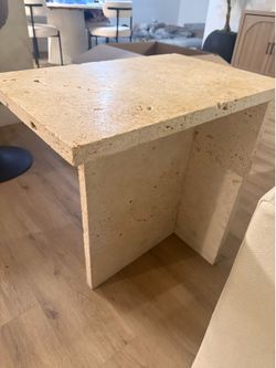 Travertine side table