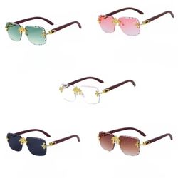 Unisex Rimless Square Fashion Cross Sunglasses - Pick Your Color 