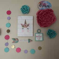 ✨ Girls Unicorn Bedroom Wall Decor Set 