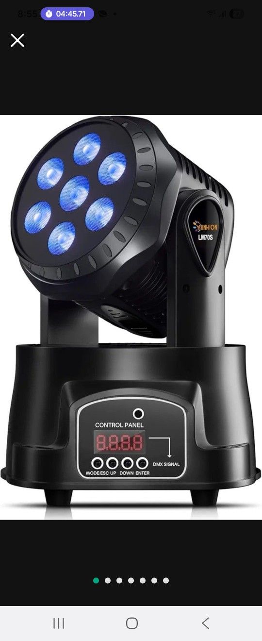 Moving Head Stage Light, Yunhion 7 LED RGBW DJ Lights with Sound Activated/DMX Lighting, Professional Spotlight for DJ Disco Events Church Live Show B