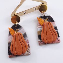 Handmade Clay Fall Pumpkin Earrings 