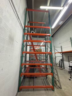 Heavy-Duty Commercial Warehouse Pallet Racking with Wire Decking – Like New