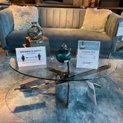 Suede Teal Blue Sofa Couch 