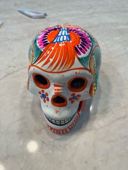 Hand-Painted Talavera Sugar Skull – Ceramic Decor