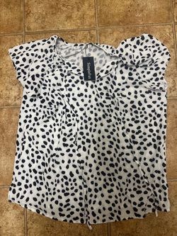 SimpleFun Black & White Dalmatian Print Top NEW XL
