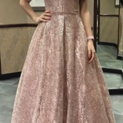 Beautiful Rose Gold Pink Prom Dress