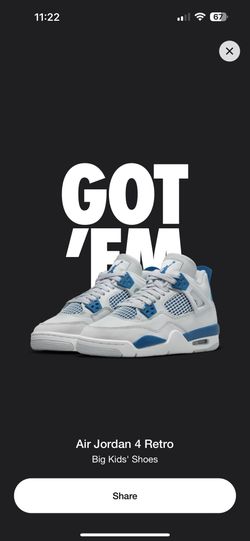 Military Blue Retro Jordan 4 Size 5y