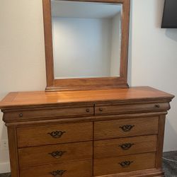 Dresser W Mirror 5’ Wide, 3’ Tall, 19” Deep