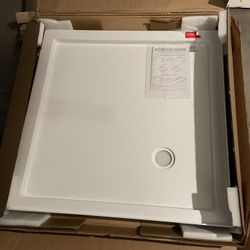 SlimLine 42 in. x 42 in. Double Threshold Shower Pan Base in White with Corner Drain 