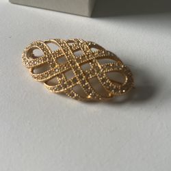 CHRISTIAN DIOR Vintage Infinity Gold Plated Crystal Brooch
