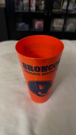 Vintage Denver Broncos NFL Plastic Stadium Cup Retro Orange Helmet