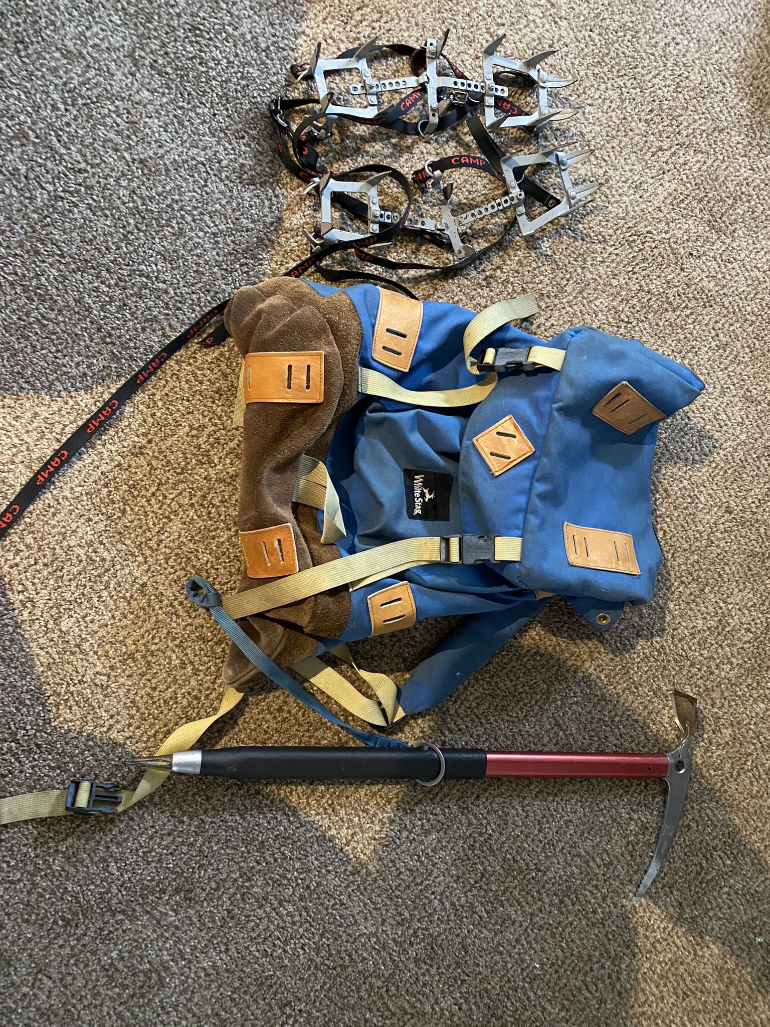 Vintage Mountain Climbing Gear With Pick Axe