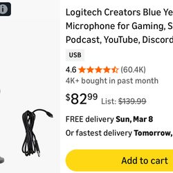 Logitech Creators Blue Yeti USB Microphone for Gaming