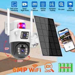 Solar Camera Wireless 2 Way Audio Dual Lens PIR Human Tracking Security Camera PTZ
