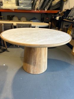 48” Travertine Natural Stone Table Outdoor Indoor