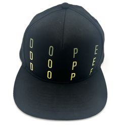 DOPE Black SnapBack Hat Yellow Lettering One Size Adjustable