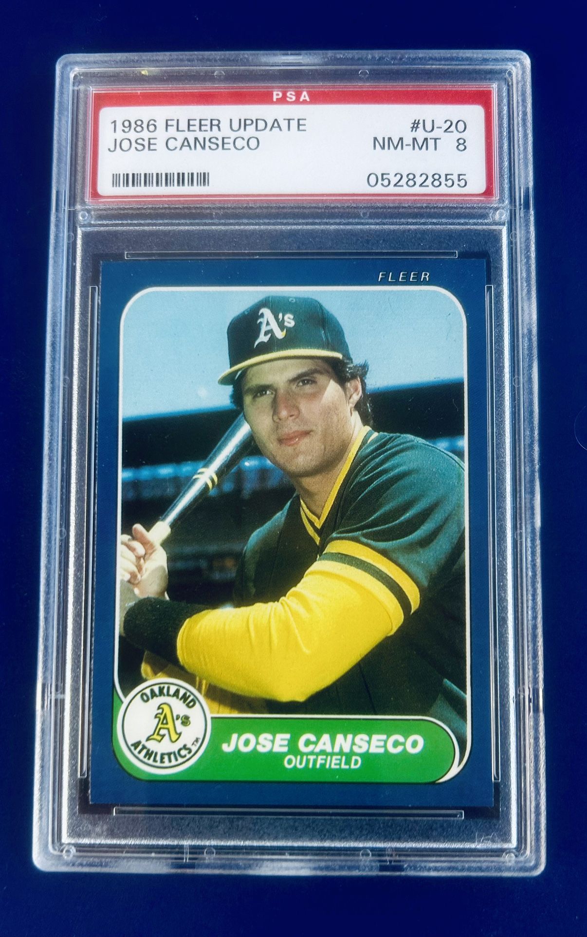1986 Fleer Jose Canseco Rookie Baseball Card Graded PSA 8