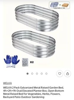 2-Pack Galvanized Metal Raised Garden Beds