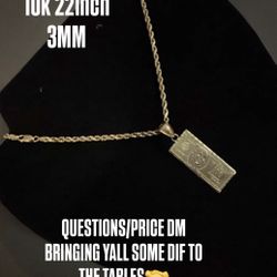 Hundred Dollar Bill Pendant With Chain