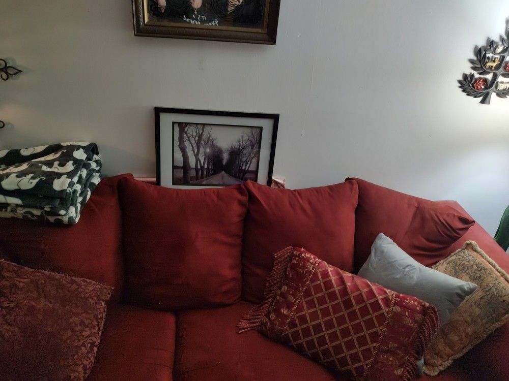 Burgundy Ashley Furniture Couch Sofa 6 Ft
