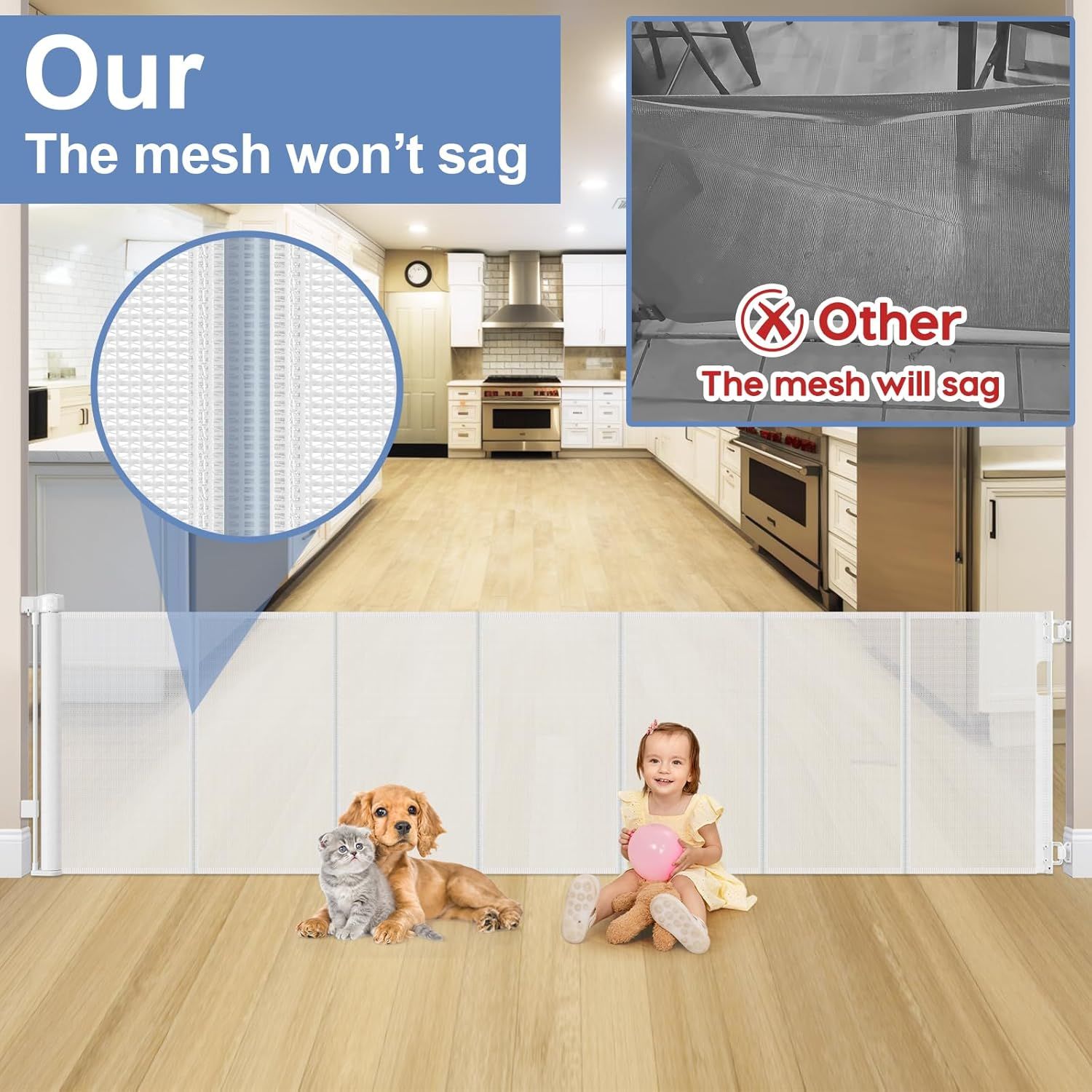 90 Inch Retractable Baby Gate for Doorways Extra Wide Outdoor