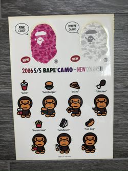 A Bathing Ape 2006 pink camo Sticker Sheet Brand New Vintage Nigo Rare Ape