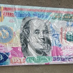 IKONICK Almighty Dollar Canvas 30x15 Benjamin Franklin Money Wall Art