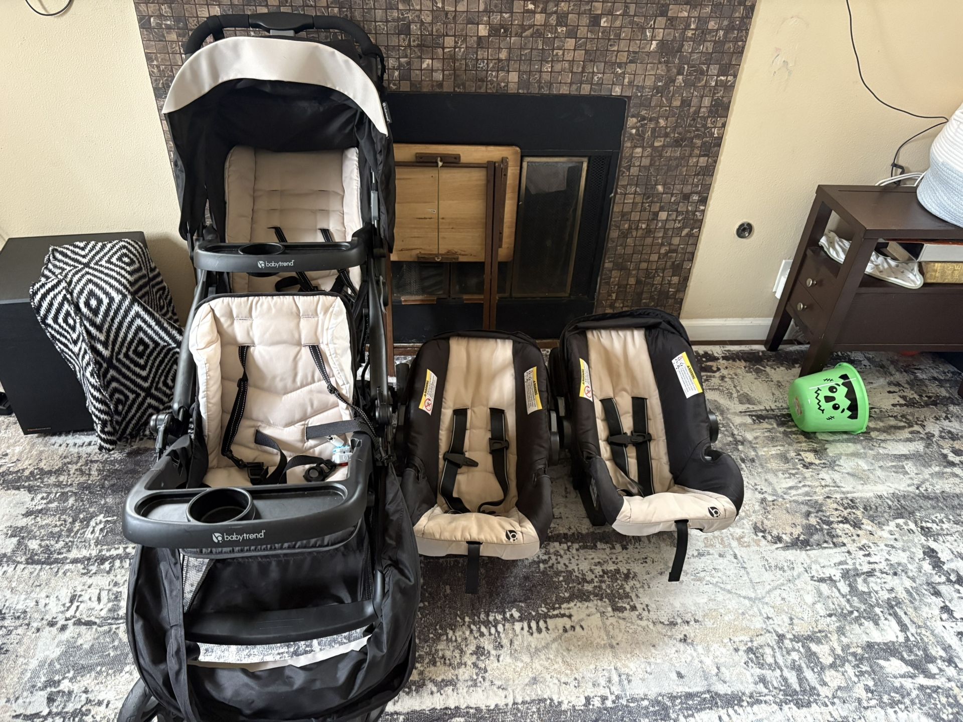Twin - double Stroller  And Car Seats