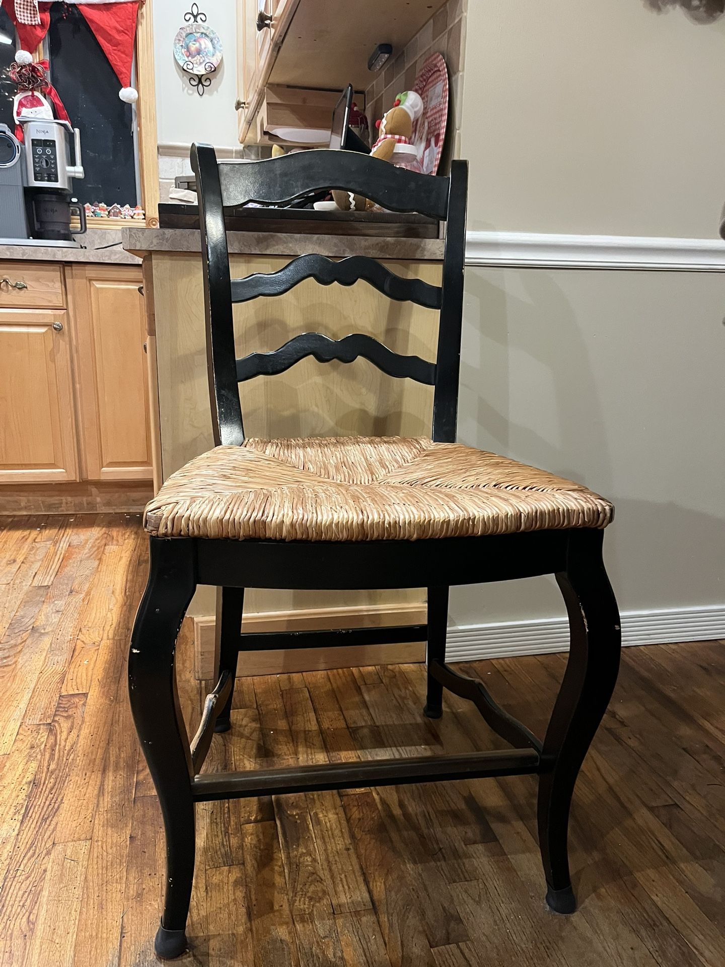 Counter height, wicker, wood stools/chairs