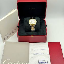 2006 Cartier Roadster Large Auto 2-Tone Two Tone 18K Gold Silver Roman Dial Gold Bezel 37x44mm 2510 Mens Watch Box Papers