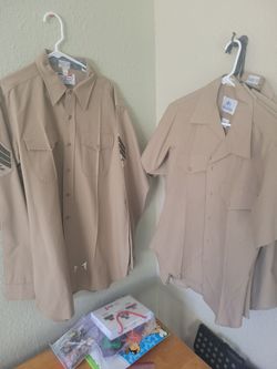 5 Short Sleeve 1 Long Sleeve Tan Khaki Charlie Bravo Uniform. 