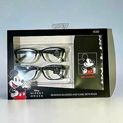 +2.50 Reading Glasses Disney Mickey Mouse 2 Sets with pouch cases