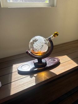 Used Globe Decanter with Ship Inside - Barware