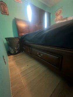Queen Wood Bed Frame with Drawers
