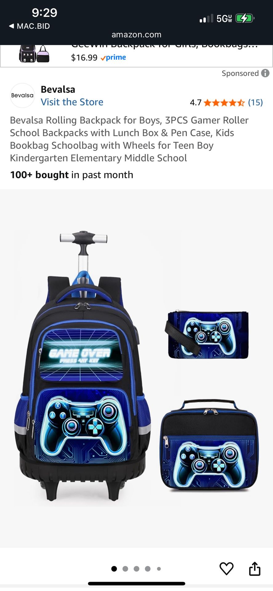 Rolling Backpack For Kid