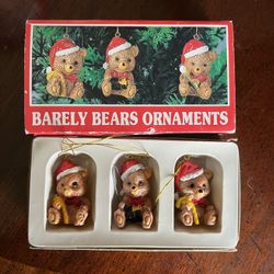 Antique Barley Bears Hand Painted Ornaments 